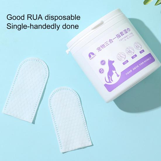 50 Stück/Set Haustierwischtuch Guter Reinigungseffekt Nicht befeuchtet Ultraweich Mundpflege Einweg Haustier Feuchttuch Zahnreinigung Fingerling Produkt für Katze