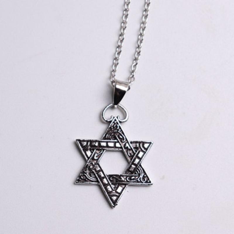 Pattern Hexagram Pendant Trendy Cool Men's Alloy Necklace Jewelry