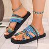 Fashion Women Slippers Fashion Platform Open-toed Sandals Colorful Tribal Pattern Slippers Summer Beach Shoes Women Home Slides Women