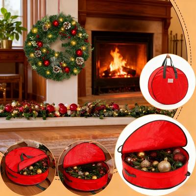 Christmas Decorations Storage Bag Round Large Capacity Christmas Tree Decoration Balls Storage Container Xmas Sundries Organizer