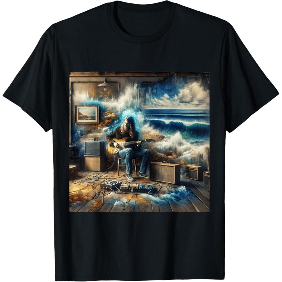 Fantasy Cute Music Guitar Ocean T-Shirt S