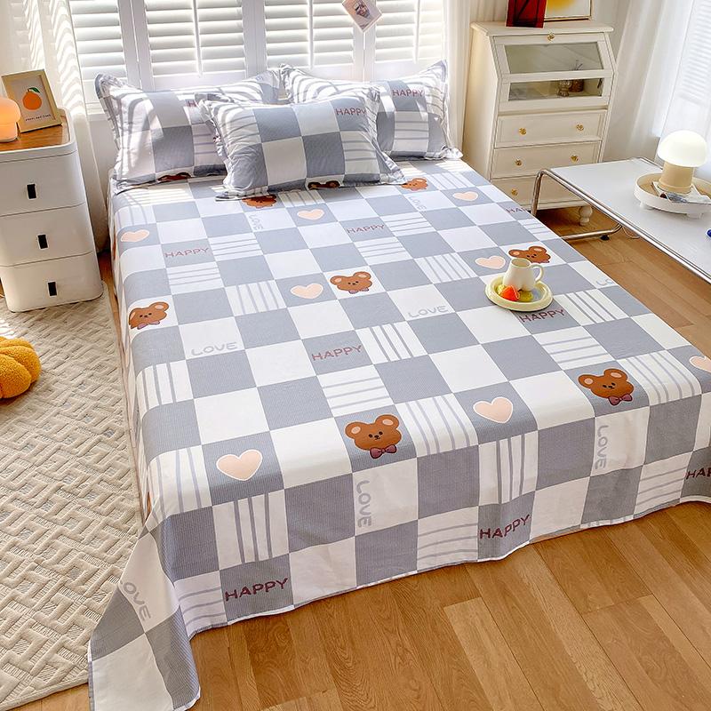 

Cotton Bed Sheet Plant Cartoon Printed Single Double Top King Sheets Pure Cotton Single Size Kids Bed Linen 2 Pillowcase48x74cm