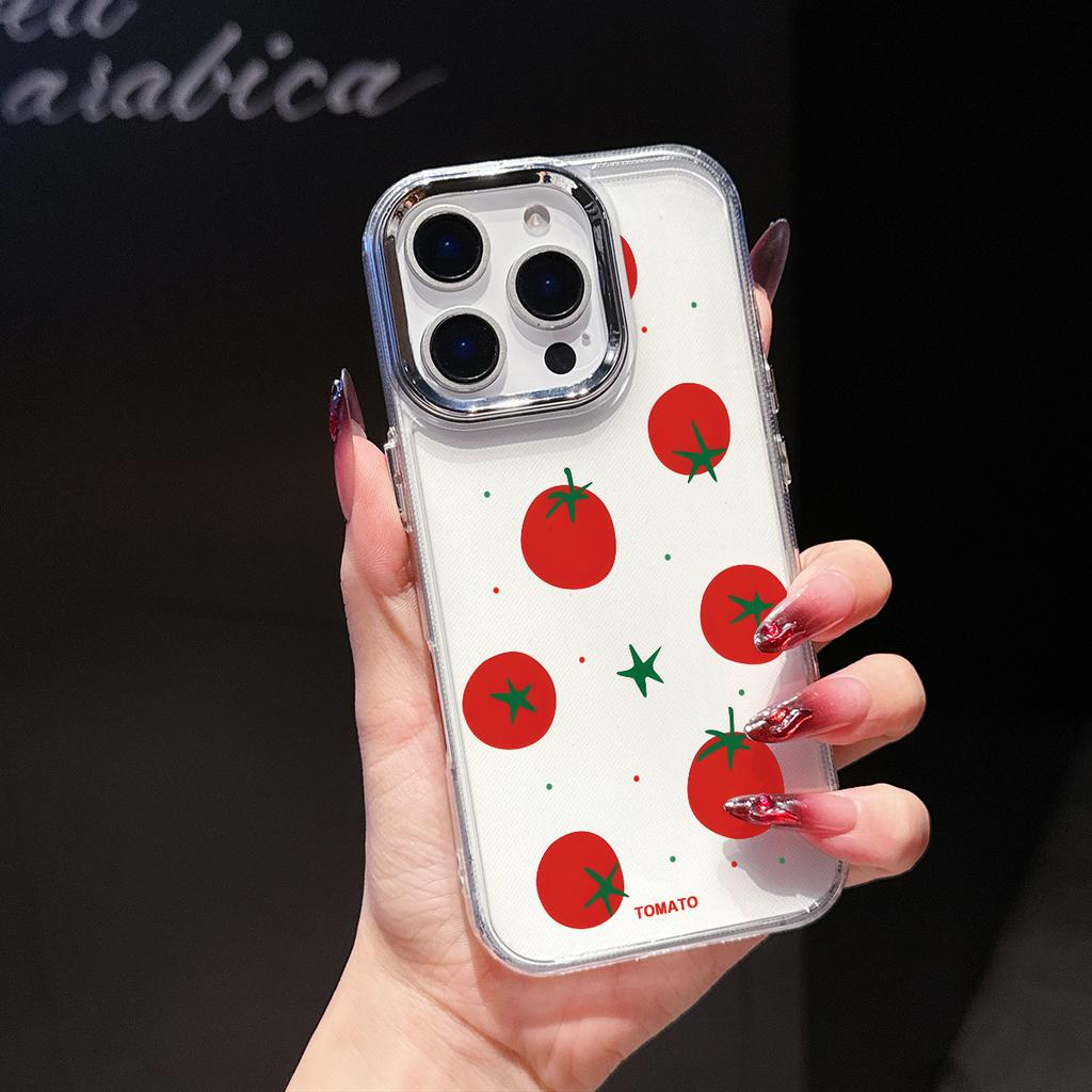 Clear Tomato Phone Case for iPhone 17 Air 16E 16 15 Pro Max 14 Plus 13 12 Mini X Xs 8 7 Soft TPU Cover Coques Accessory