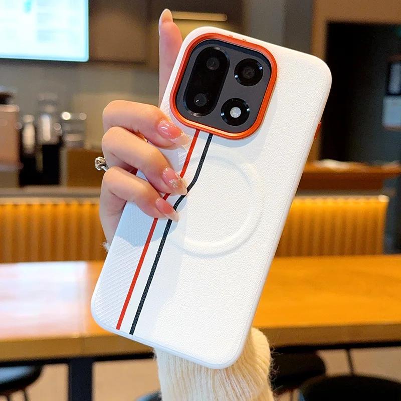 Premium Business Sle Magnetische Lederhülle für Oneplus 15 13T 13S 13R Ace 6 5 Pro Kabelloses Laden Metall Linsenschutz Abdeckung Funda