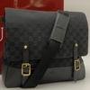 GUCCI GG Canvas Men's Shoulder Bag Messenger Crossbody Leather Black Logo Embossed A4 Capacity 115506