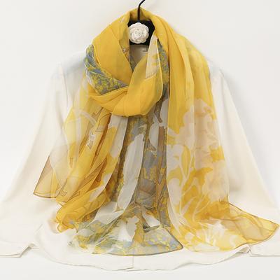 Spring and Summer Fashion Delicate Yarn Printed Scarf Women's Soft and Elegant Sun Protection Shawl Beach Towel