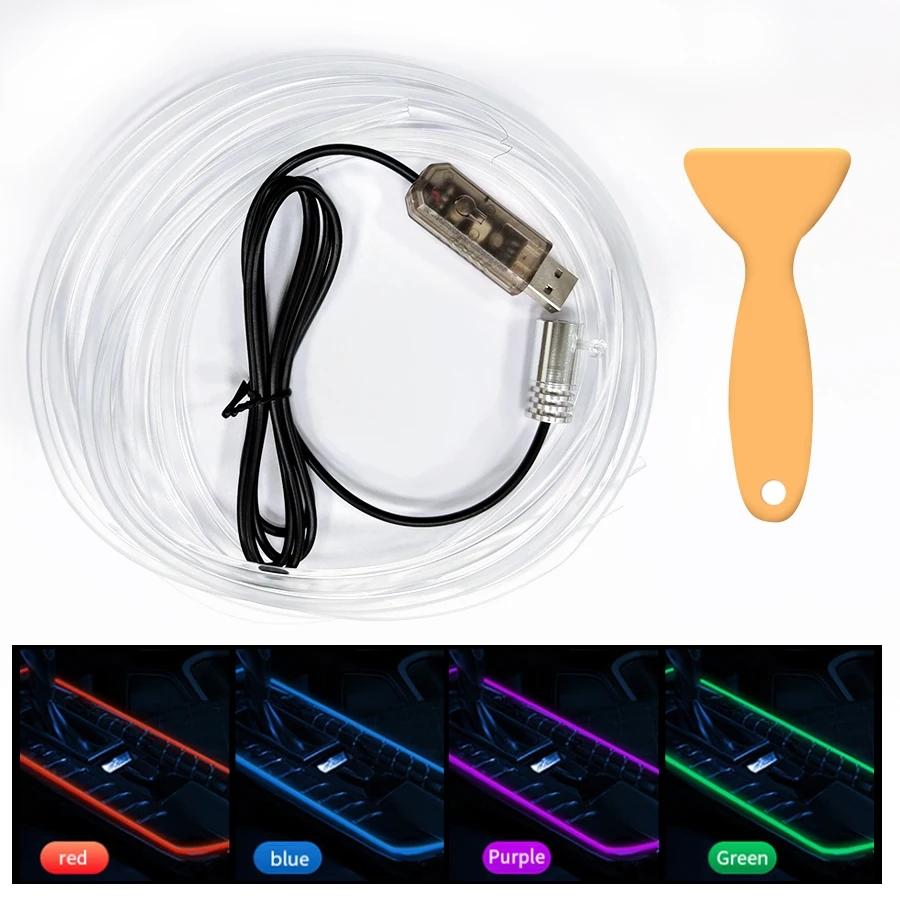 

3M цветная подсветка автомобиля неоновыми акцентными полосами светодиодные лампы комплект атмосферных световодов один к одному USB волоконно-оптические лампы