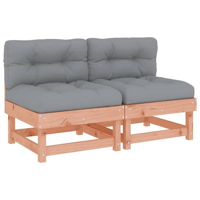 VidaXL Canapés centraux avec coussins 2 pcs bois massif douglas, canapé de jardin, siège de jardin, siège d'extérieur, 825462