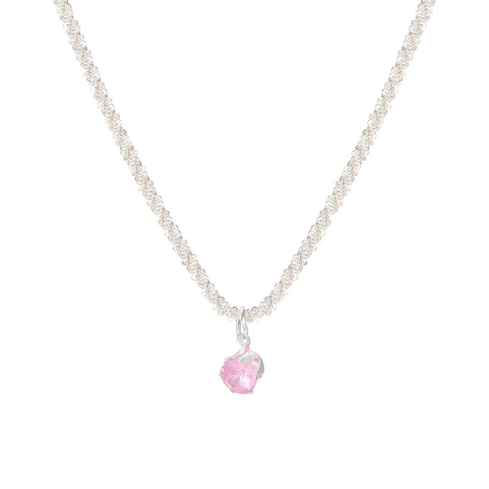 iF ME Shining Silver Necklace Zircon Pendant Chain Choker for Women Jewelry Accessories