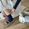 Songmu Light Retro Navy Blue "Bow Korean Socks Mid-Leg Socks Designer Cotton Socks