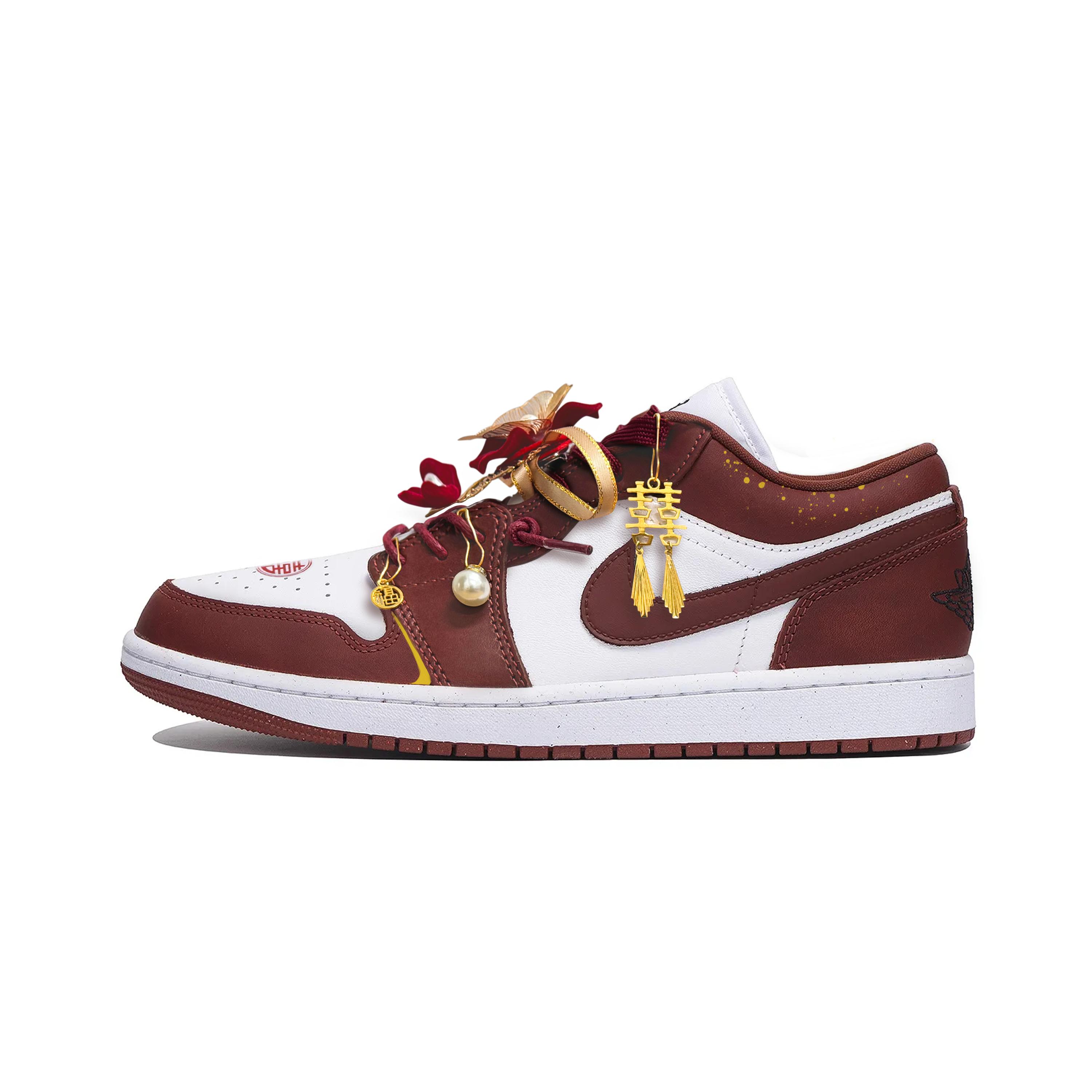

Jordan Air Jordan 1 Long Lasting And Enduring Low top Basketball Shoes Unisex Red HF3148-102(Team859-) 36