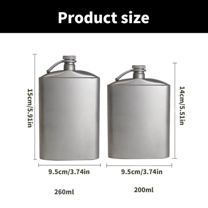 Durable Titaniums Flask High Quality Titaniums Wine Flask 260ml 200ml Bottle for Adventurous Traveler
