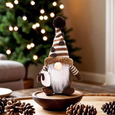 Kaffee Wichtel Ornament Heimdeko Gestrickt Handgefertigt Weich Plüsch Gesichtslos Puppen Ornamente Für Weihnachten Winter Frühling Dekoration