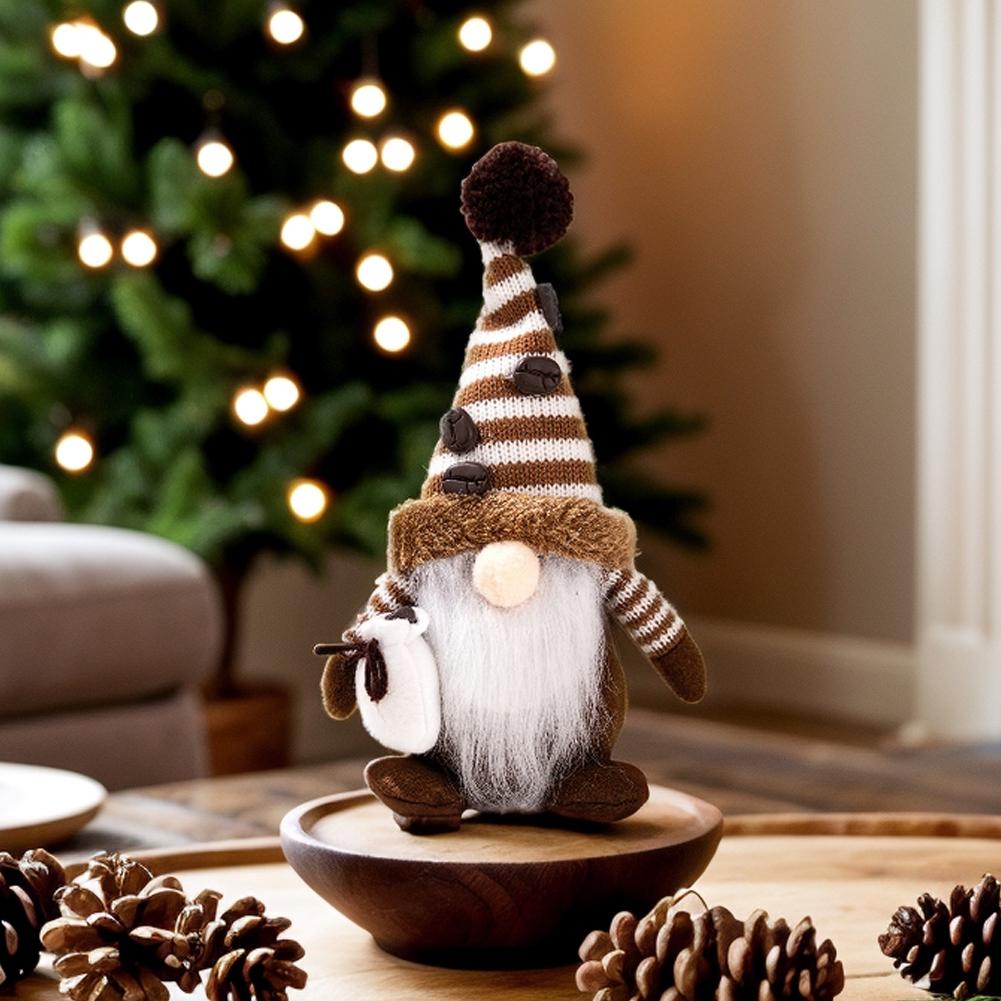 Coffee Gnome Ornament Home Decor Knit Handmade Soft Plush Faceless Dolls Ornaments For Christmas Winter Spring Decoration