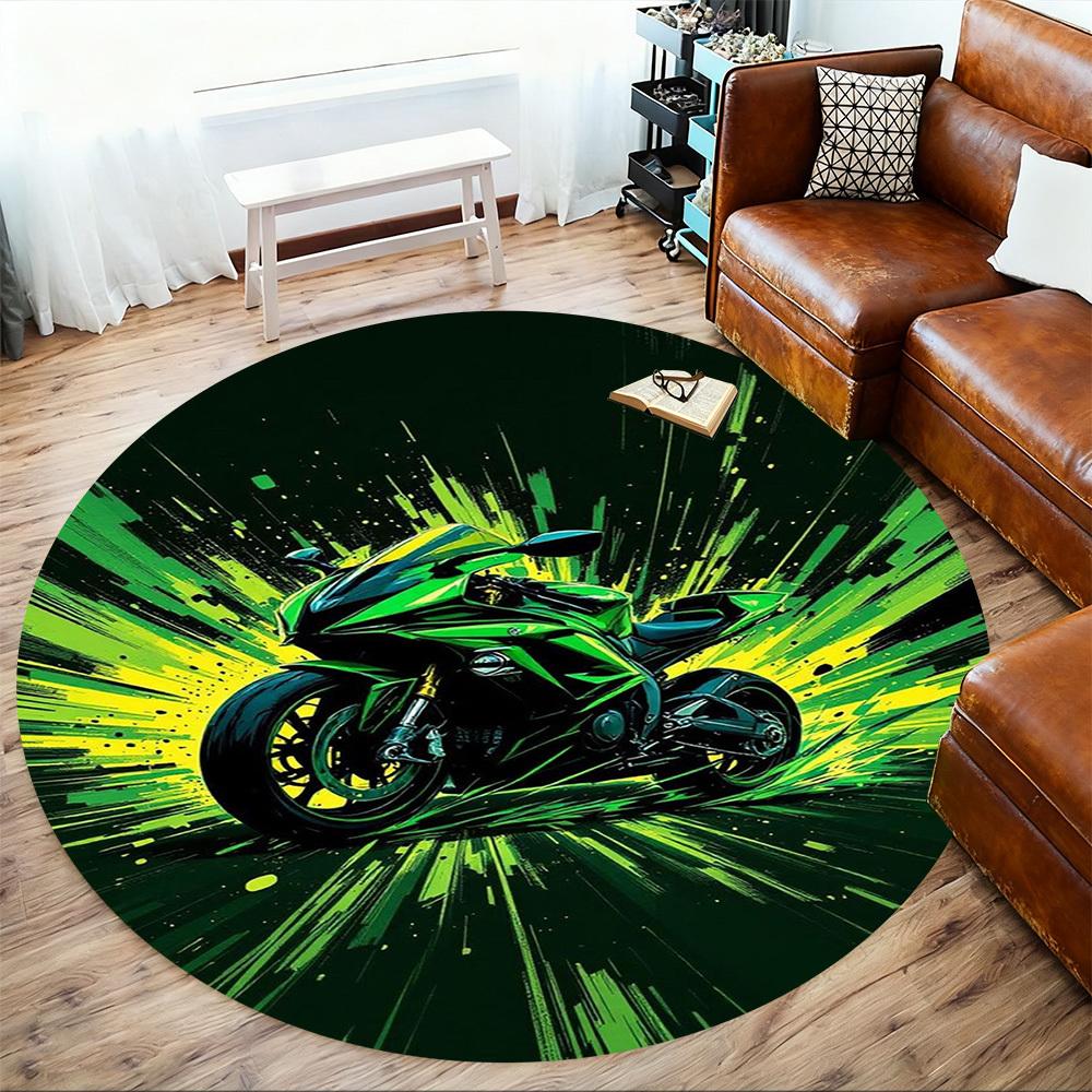 1PC Motorcycle Speed Round Chair mat Area Rug - Non-Slip, Floor Mat for Office, Bedroom, home decor Christmas Gift c0528026