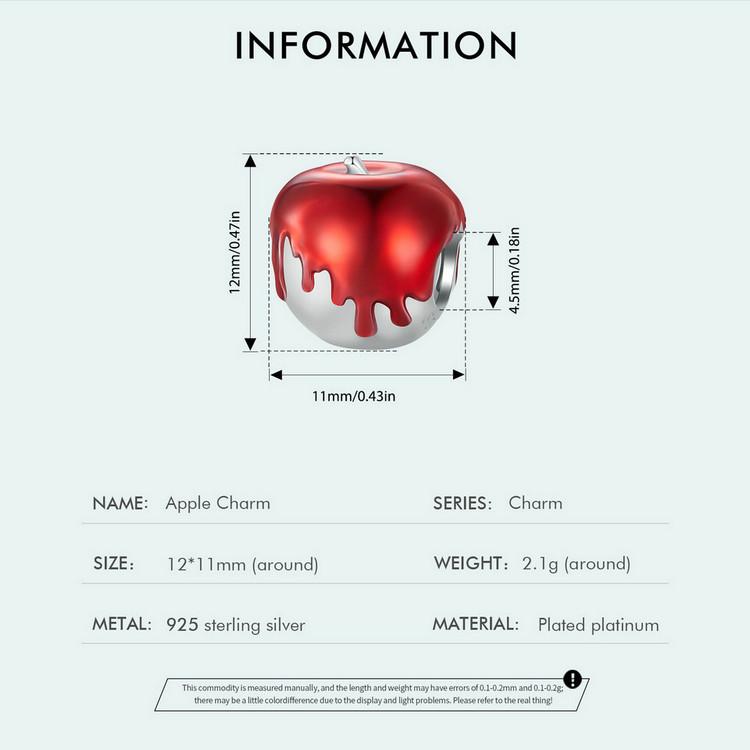 WOSTU 925 Sterling Silver Delicate Red Apple Charm Beads Fit Original Bracelet DIY Necklace Jewelry Making Gift