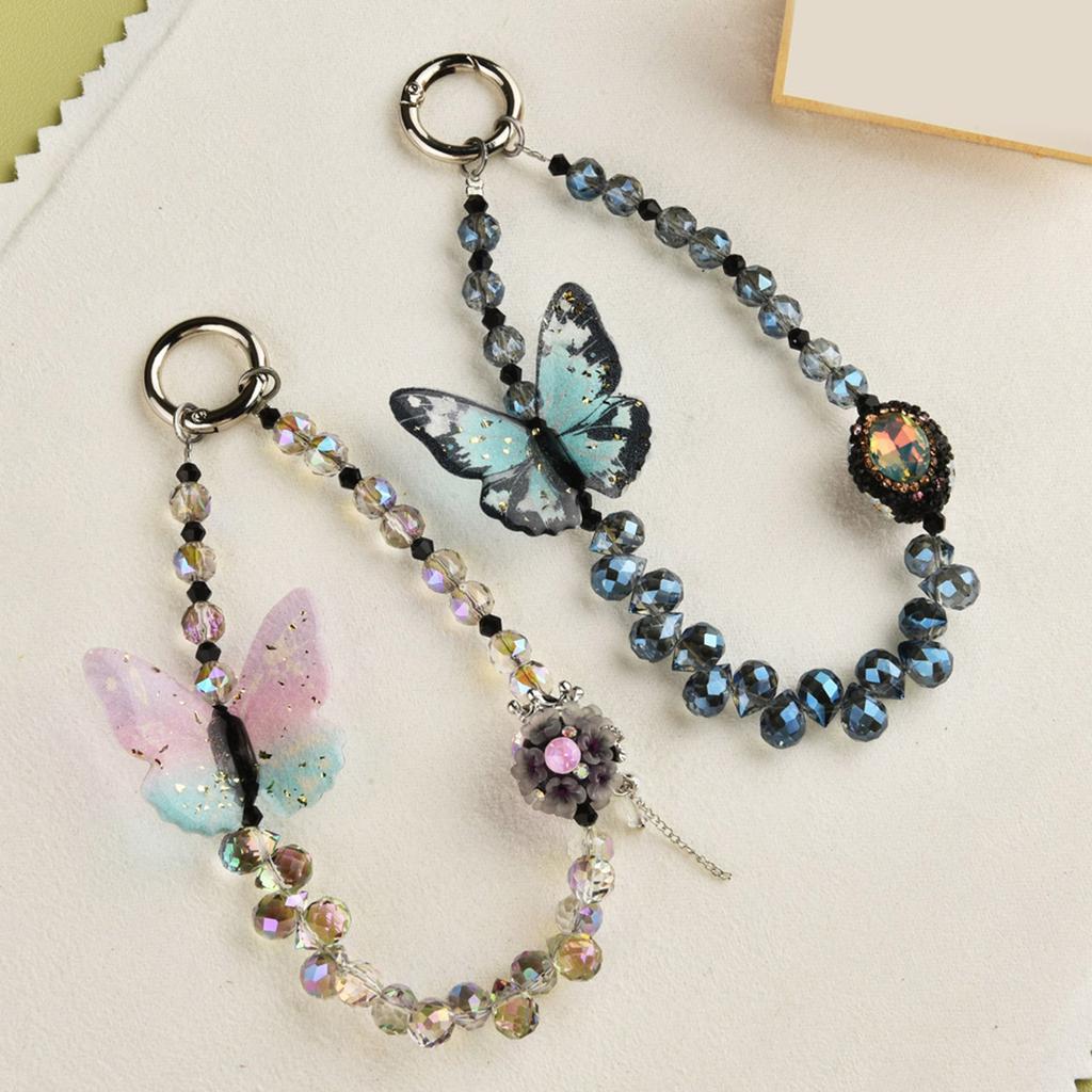 Stylish Beaded Butterfly Phone Strap Colorful Beaded Butterfly Phone Strap Accessory For Fashion Forward Individuals