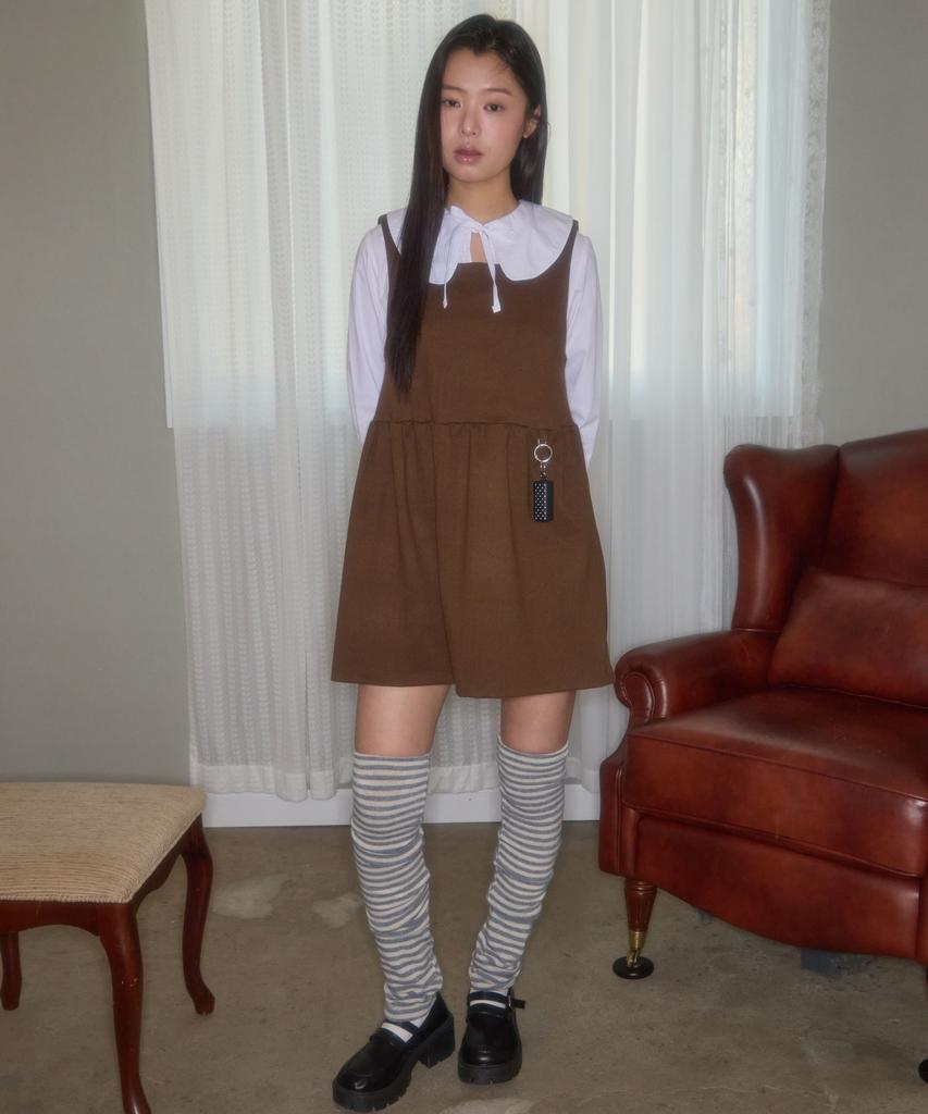 Leteoli Square Neck Sleeveless Dress_Brown
