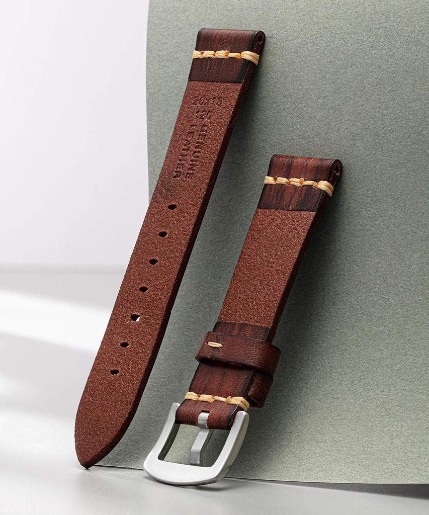 BINLUN Correa de Reloj de Piel de Becerro Retro de Repuesto Cuero Curtido Rápido Vintage Clásico 5 Tamaños 7 Colores Correa de Hombre, Correa, Liberación, Correa, Estilo,