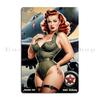 Vintage Military Pinup Girl Metal Tin Sign Wall Decor 20x30cm