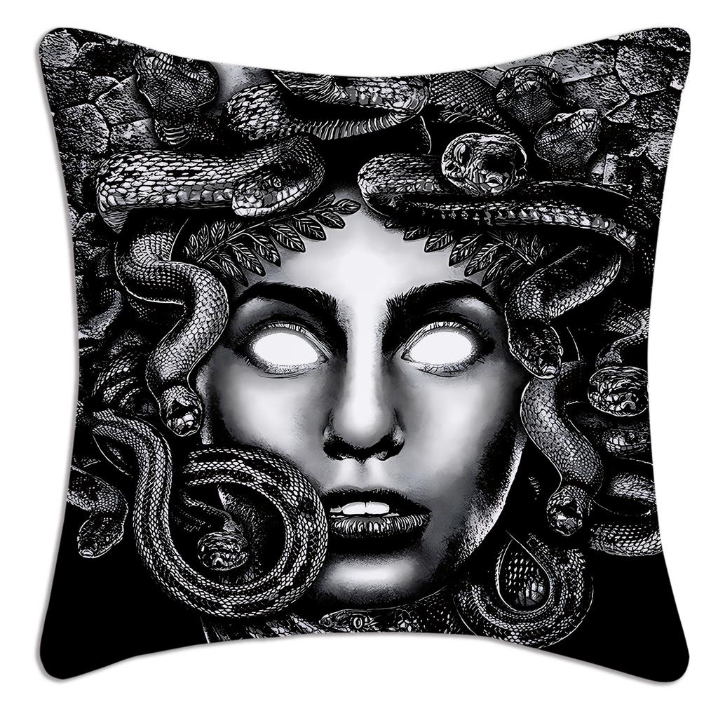 Pillow Covers Cartoon Snakeheaded Medusa Sofa Decorative Home Doublesided Printing Short Plush Cute Cushion Cover