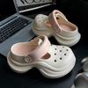 2025 New Muffin Hole Shoes Female Mary Jane Cute Cartoon Platform Beach Non-slip Outer Wear Bag Head Cool Slippers