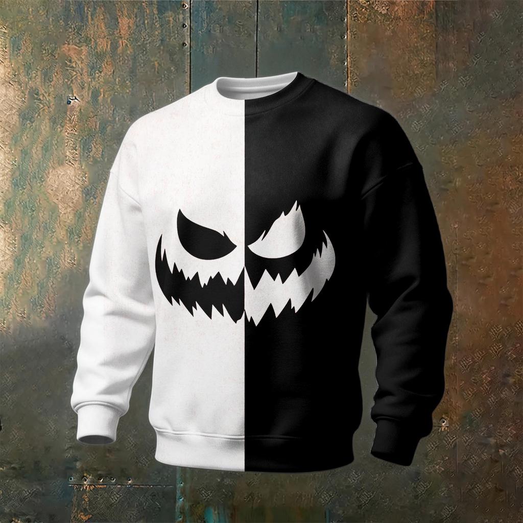 Men's Halloween Print Crewneck Sweatshirt Long Sleeve Casual Pullover for Parties