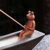 1Piece Handmade Purple Clay Incense Burner with Creative Frog Design for Home Decor and Tea Room Ornament (Without Incense)
