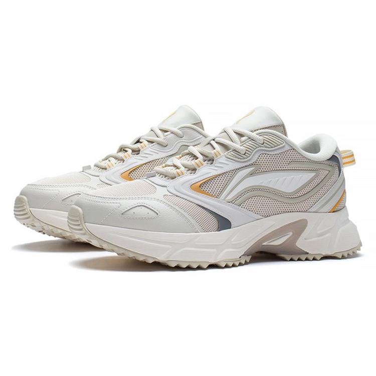 New LiNing Rebound Cushioning Breathable Lightweight Wear-Resistant Slip-Resistant Low-Top Running Shoes Men's Oat Gray ARLS005-3