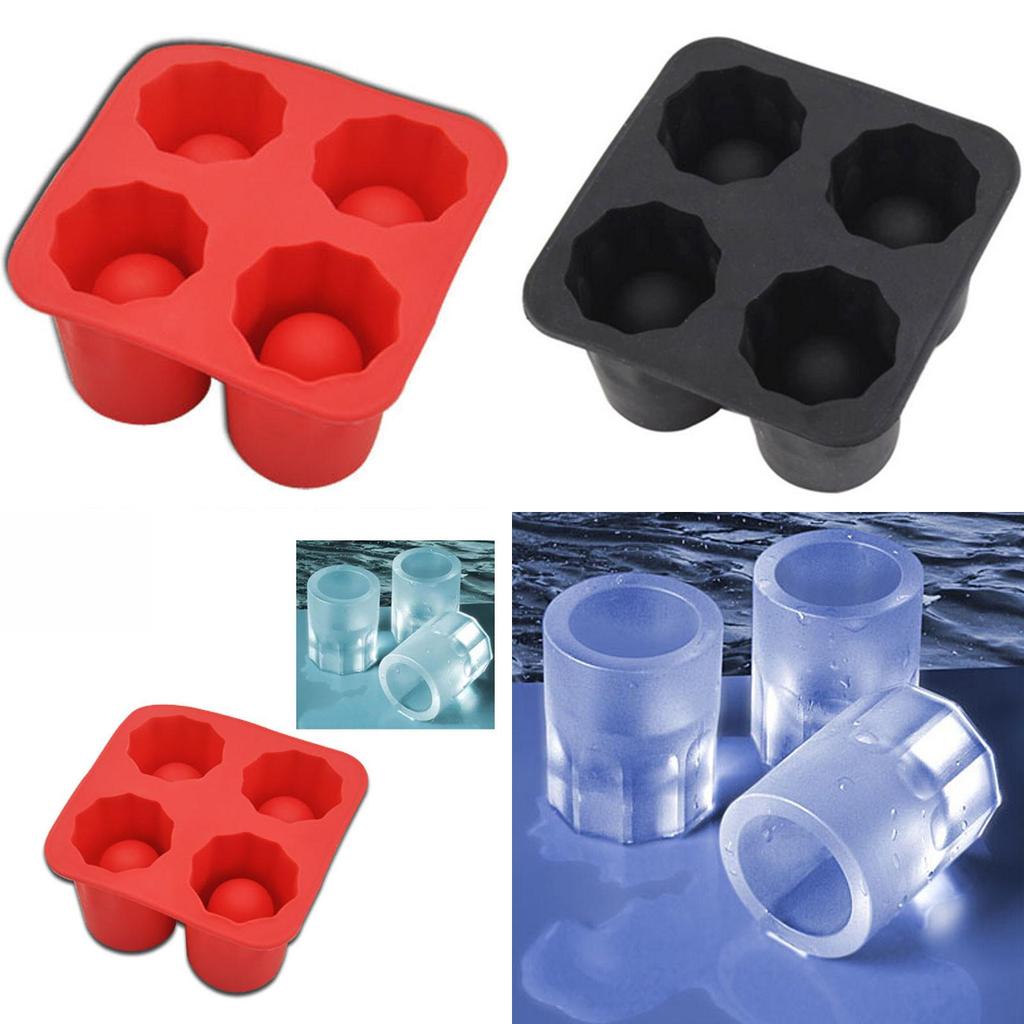 Langlebige 4er-Pack Eiswürfel-Schnapsgläser Silikon-Schnapsgläser Gefrierformen Tablett für Partys
