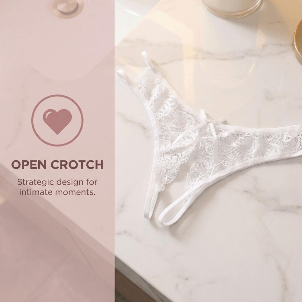 Low-waist Lace Seamless Panties Open Crotch Women's Thong Breathable Mesh Lace Briefs  Female