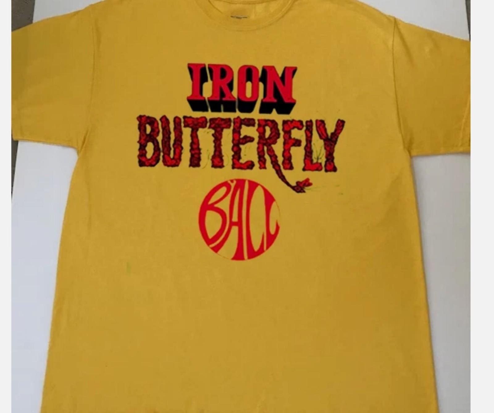 Футболка IRON BUTTERFLY Band Ball Желтая Полный размер S-4XL L