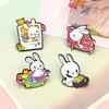 Adorable Rabbit Brooch Set: Mirror, Writing, Reading, Bathing, Sleeping Trendy Badge