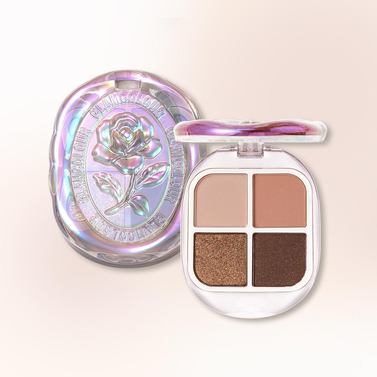 

Палитра теней для век, 4 цвета, коричневый мерцающий блеск, матовые блестящие тени для век, румяна, пигменты для глаз, косметика для макияжа