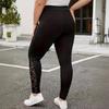 Pantaloni Estivi da Donna Taglie Forti con Contrasto di Pizzo Intrecciato, Pantaloni Skinny