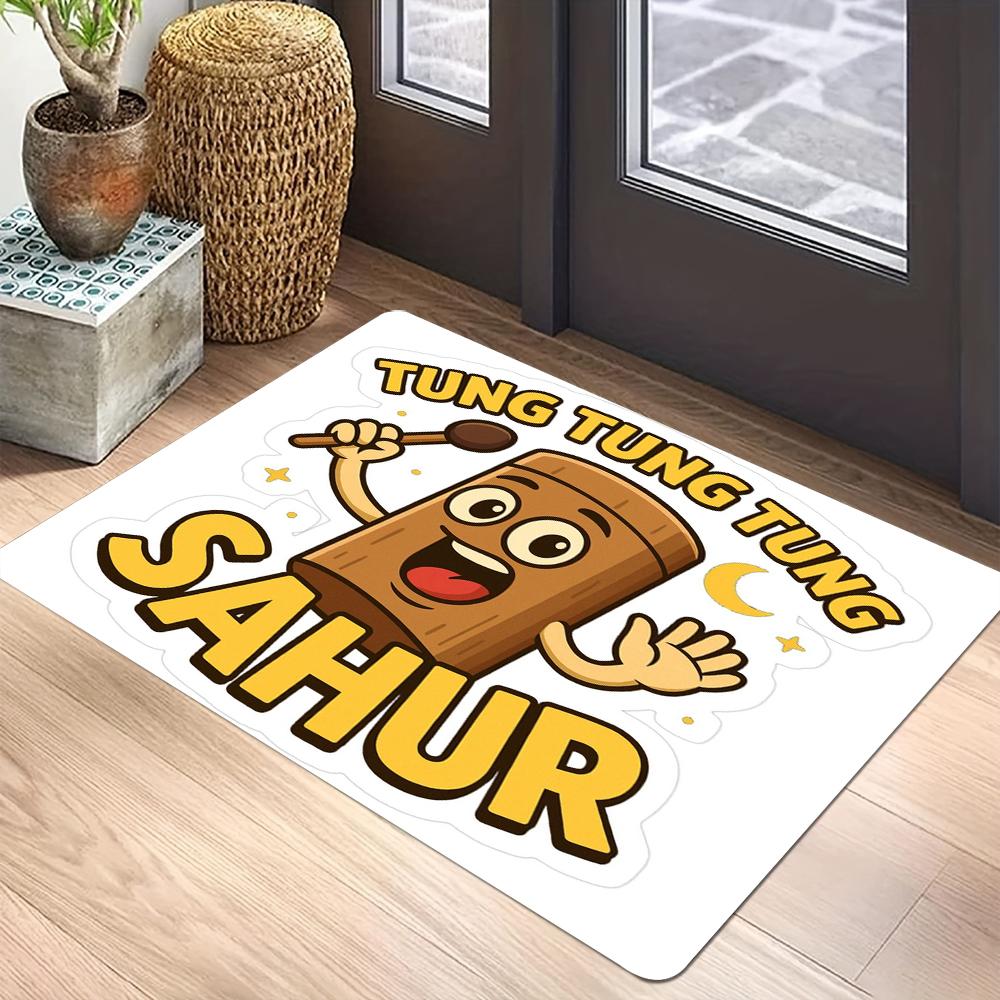 Cartoon Animal Carpet Mat Rug Anthropomorphic Shark Wood Block Home Decoration Funky Creative Floor Mat Door Mat Welcome Mat