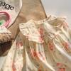 Sweet Girls Spring Dress With Ruffles Floral Print Soft Children Skirt