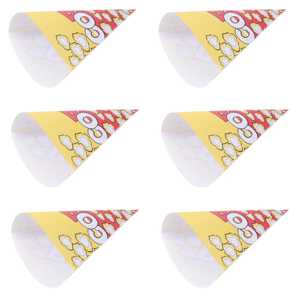 50pcs Cone Shape Popcorn Paper Bags with Tapered Tips Multifunction Paper Treat Bags for Popcorn Candy Snack
