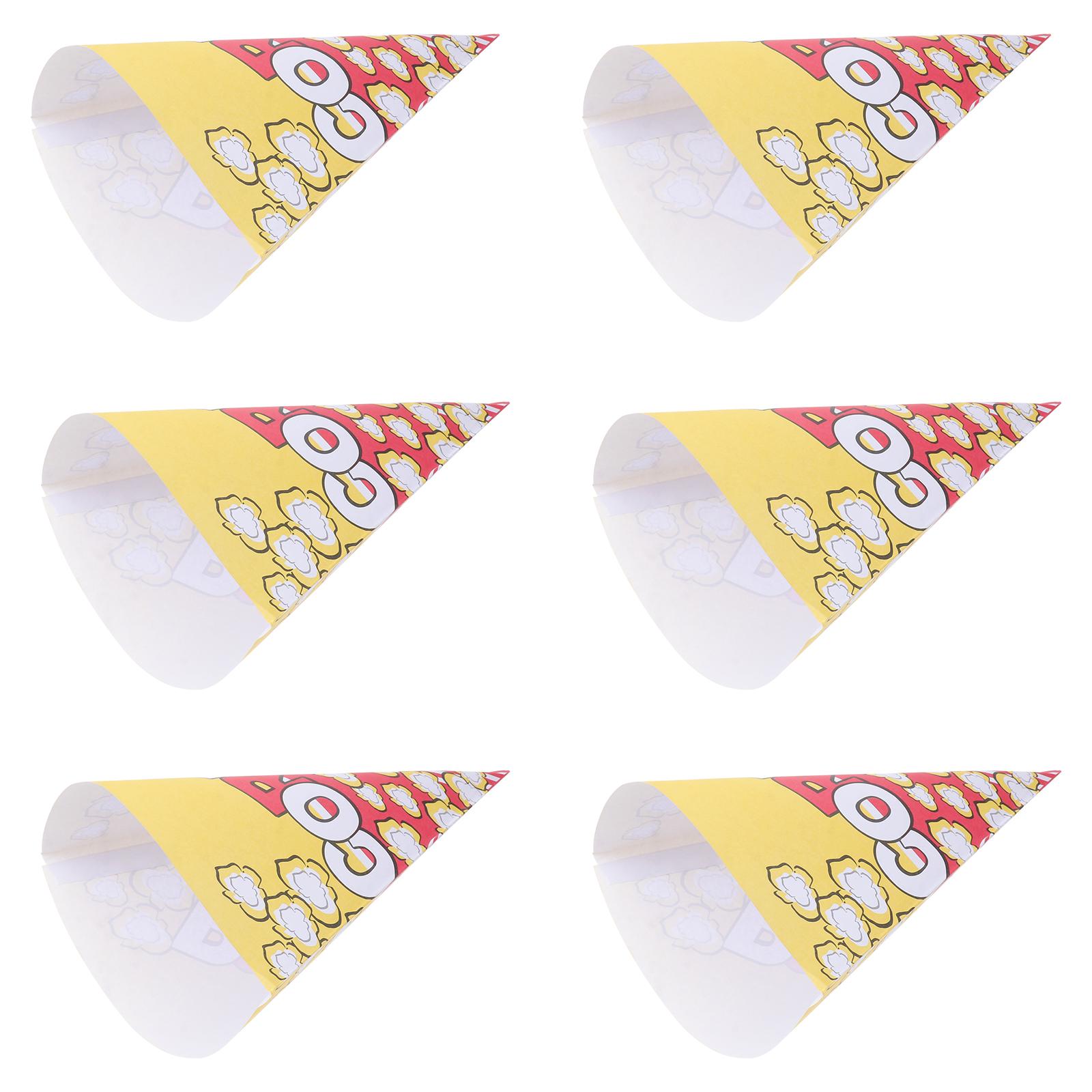 

50pcs Cone Shape Popcorn Paper Bags with Tapered Tips Multifunction Paper Treat Bags for Popcorn Candy Snack