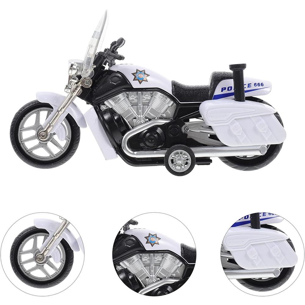 1/12 Police Motorcycle Toy Car Model Child Pull Back Motorbike Toy