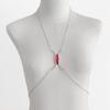 Rhinestone Bra Chest Chain Red Crystal Breast Chain Trendy Chest Support Body Chain  Low-cut Dress