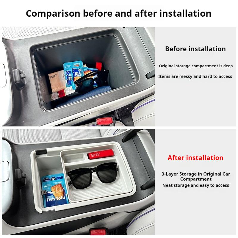 For Xpeng MONA L03 2026 Armrest Storage Box Double‑Layer Organizer Container Interior Stowing Tidying Modified Car Accessories