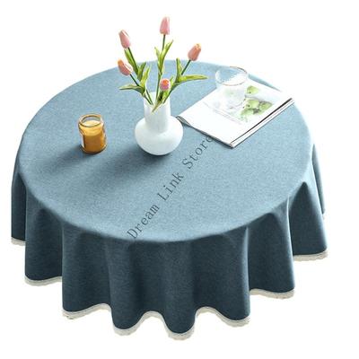 Q1FD Spillproof Round Table Cover Sturdy Wrinkles Proof Washable for Kitchen Coffee Daily Use