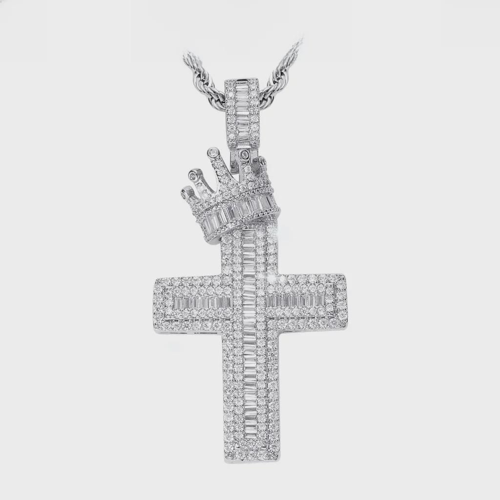 Europäischer und amerikanischer Kronenkreuz Zirkon Anhänger: Retro Hip-Hop Schmuck für Männer und Frauen