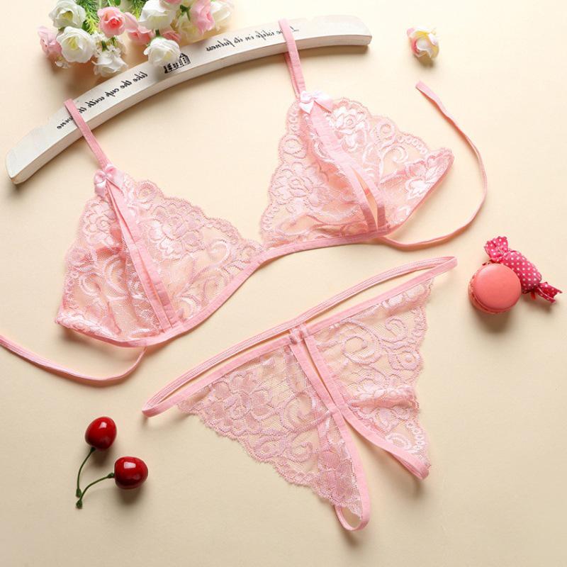 Sexy Lace Open-Cup & Open-Crotch Lingerie Set with Mesh