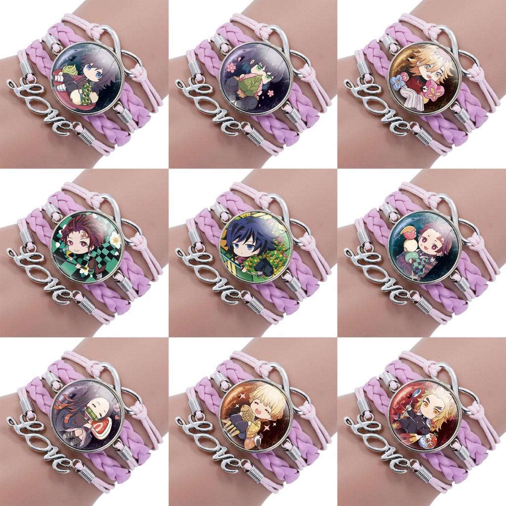 Slayer Demon Bracelet Alloy Glass Pendant Multilayer Woven Accessories Anime