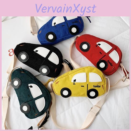 Bag Children Snack High Capacity Adjustable Strap Corduroy Fashion Cartoon Car Shape Crossbody Bag