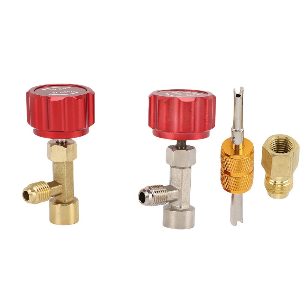 R134a Can Tap Kit Refrigerant Dispenser with Valve Core Remover for Coolant Recharging Car Truck SUV Vehicle Red