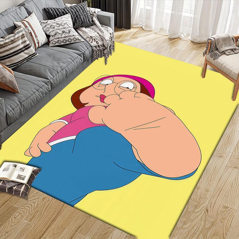 Meg Griffin Flannel Printed Carpet, Home Sofa Decoration for Living Room & Bedroom, Non‑Slip Play Flannel Floor Mat for Game Room