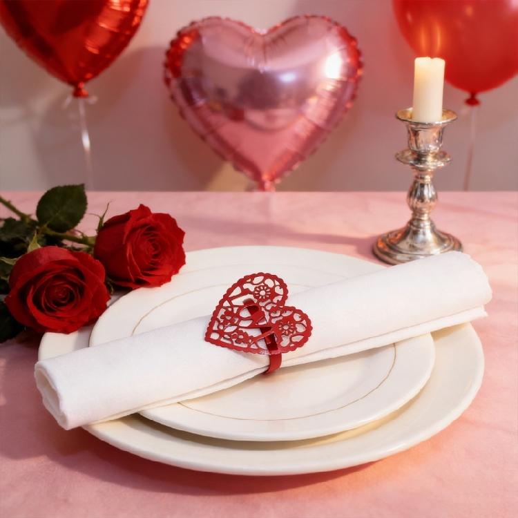 6PCS/Lot Sophisticated Hollow Metal Napkin Holders Crafted As Hearts With Elegant Design For Significant Gatherings